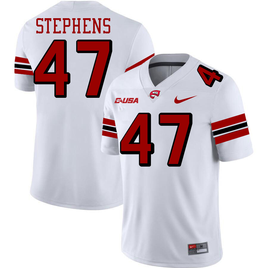 Western Kentucky Hilltoppers #47 Riley Stephens College Football Jerseys Stitched-White